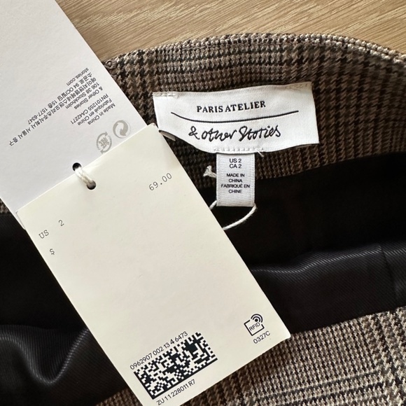 NWT & Other Stories Plaid Wool Blend Mini Skirt | Size 2 - Picture 3 of 5
